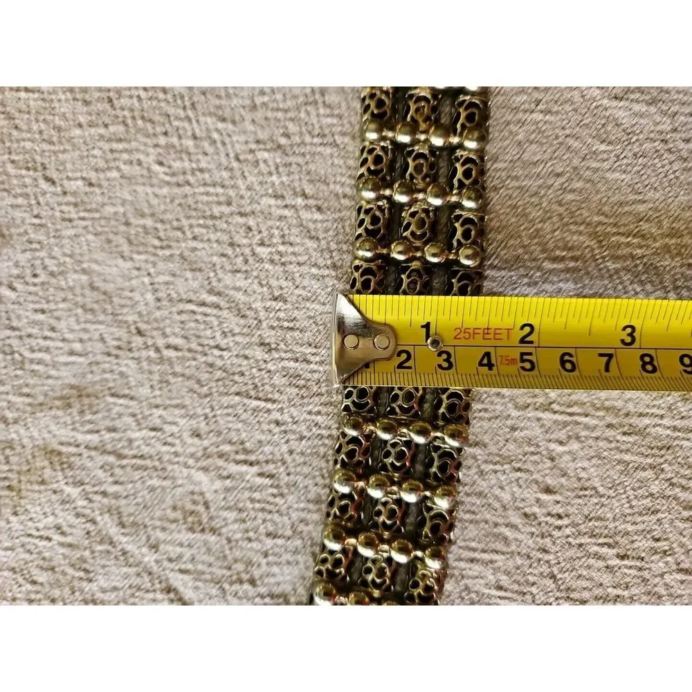 Vintage WIDE LAYERED Chain Belt MODERNIST Runway‎ Brutalist Filigree STEAMPUNK